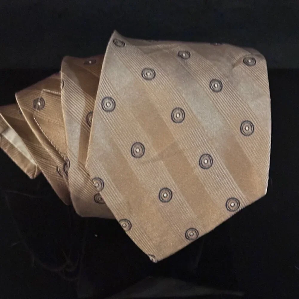Sulka Silk Tie Tan Light Brown Beige Metallic Bronze Metal